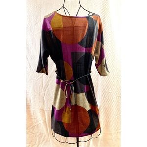 Printed Tie Dress - Size Large
